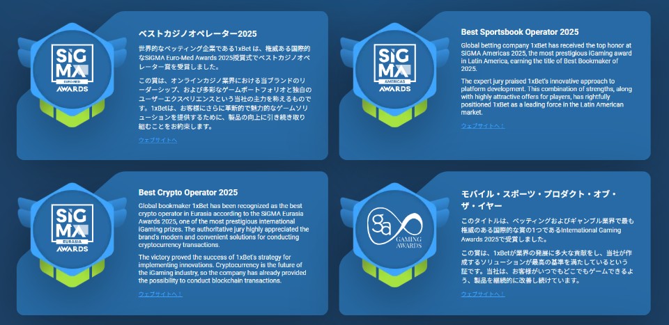 1xBet（ワンバイベット）|受賞歴・評価