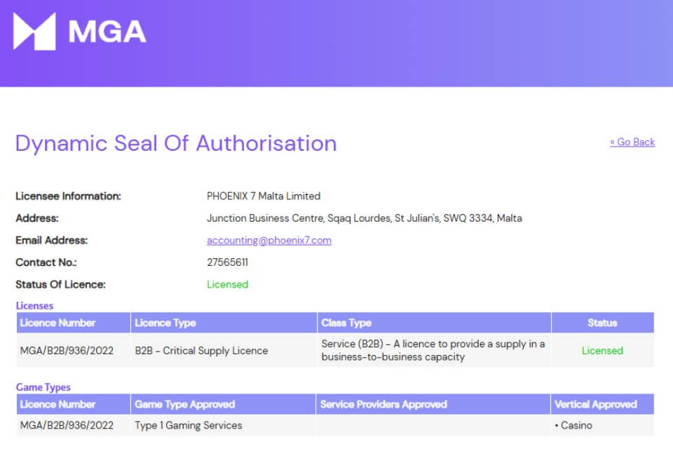 PHOENIX 7（フェニックス7）｜ライセンス