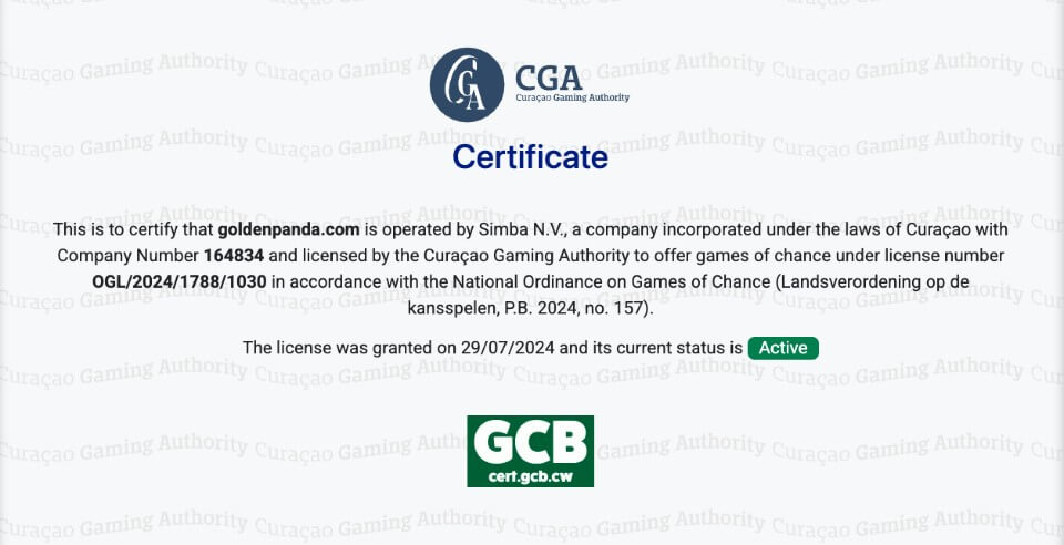 Golden Panda(ゴールデンパンダ)|ライセンス