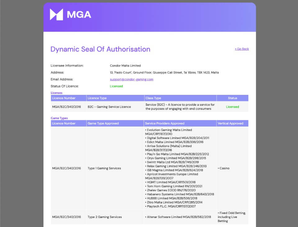 ラッキーブル:オンラインカジノライセンス