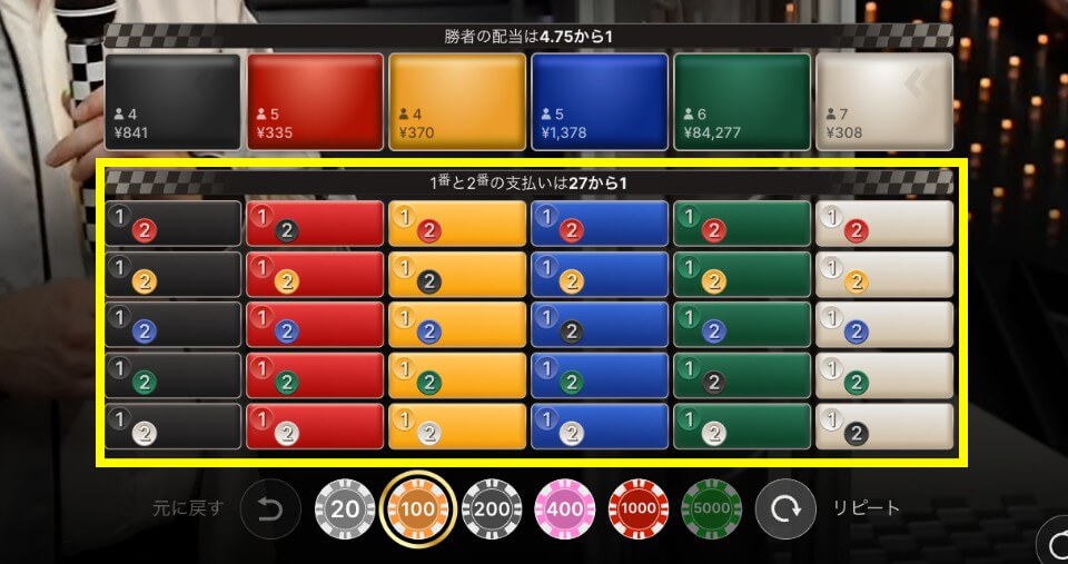 マーブル・レース：ベットフェーズ