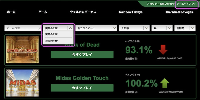 RTPをチェック RTP