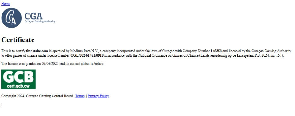 ステークカジノ｜ライセンス